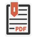 Grafik eines Dokuments oben links ein Pfeil der nach unten zeigt in der rechten unteren Ecke der Schriftzug PDF